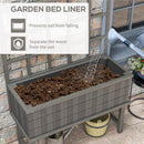 Outsunny Wood Raised Planter W/ Trellis Drain Holes Elevated Garden Bed - Natural Wood Finish/Grey