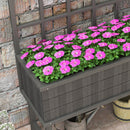Outsunny Wood Raised Planter W/ Trellis Drain Holes Elevated Garden Bed - Natural Wood Finish/Grey
