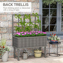Outsunny Wood Raised Planter W/ Trellis Drain Holes Elevated Garden Bed - Natural Wood Finish/Grey