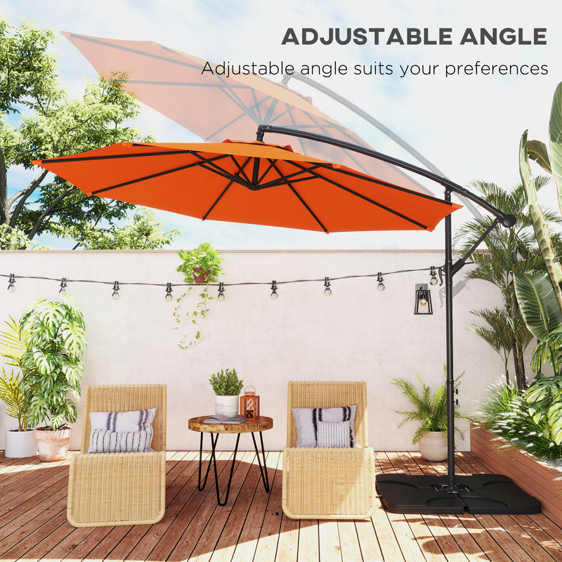 Outsunny 3(m) Banana Parasol Cantilever Umbrella Garden w/ Base Weights
