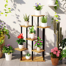 Outsunny 7 Tier Plant Stand, Tall Steel Wood Plant Shelf, Carbonised Finish