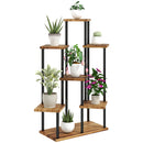 Outsunny 7 Tier Plant Stand, Tall Steel Wood Plant Shelf, Carbonised Finish