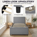 HOMCOM 90 x 190 cm Upholstered Single Bed, Pull Out Trundle Bed, Dark Grey