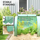 Outsunny Tunnel Greenhouse Steel Frame For Garden W/ Zipper Doors, Green