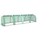 Outsunny Tunnel Greenhouse Steel Frame For Garden W/ Zipper Doors, Green