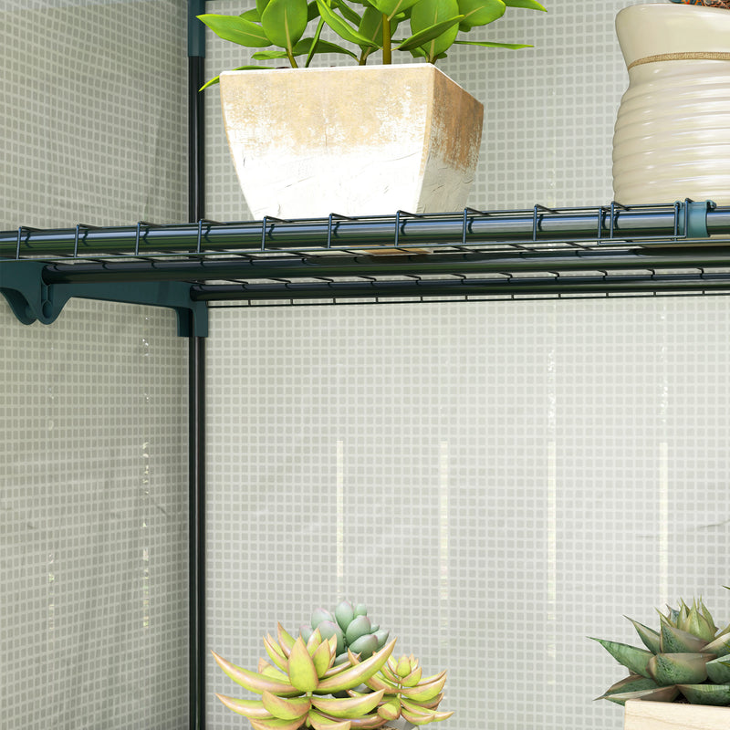 Outsunny 4 Tier Lean-to Mini Greenhouse with Reinforced PE Cover
