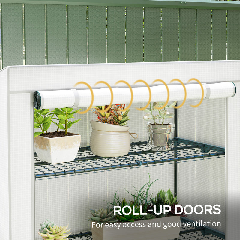 Outsunny 4 Tier Lean-to Mini Greenhouse with Reinforced PE Cover