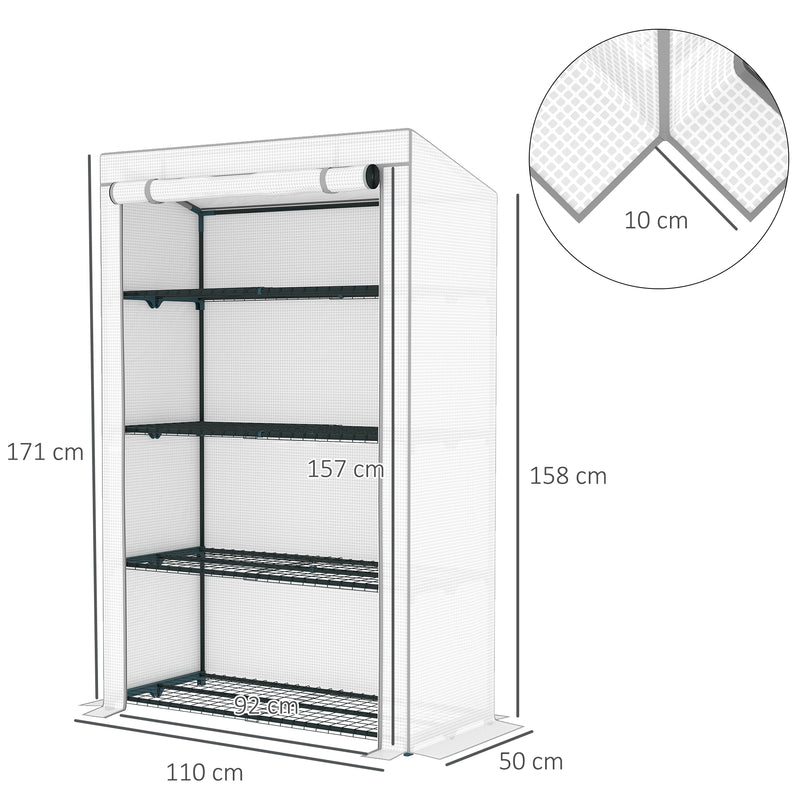 Outsunny 4 Tier Lean-to Mini Greenhouse with Reinforced PE Cover