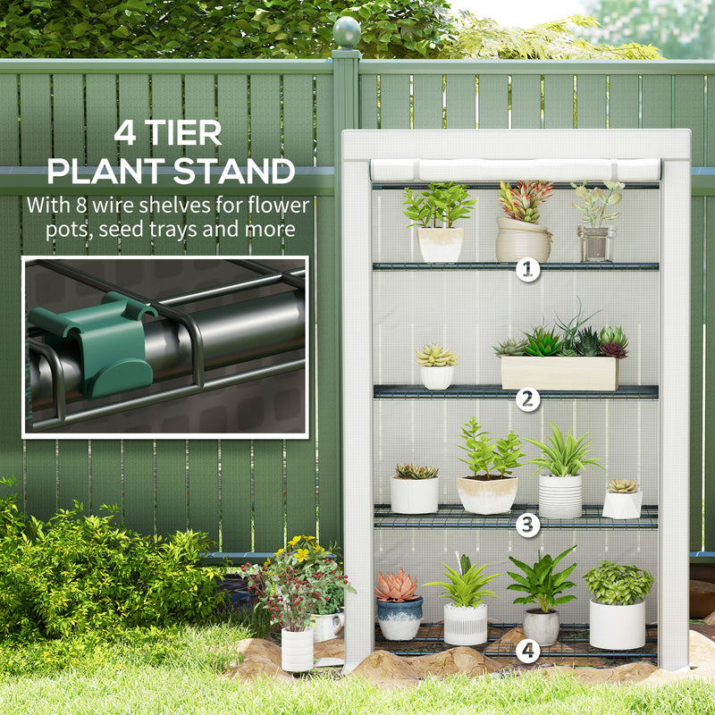 Outsunny 4 Tier Lean-to Mini Greenhouse with Reinforced PE Cover