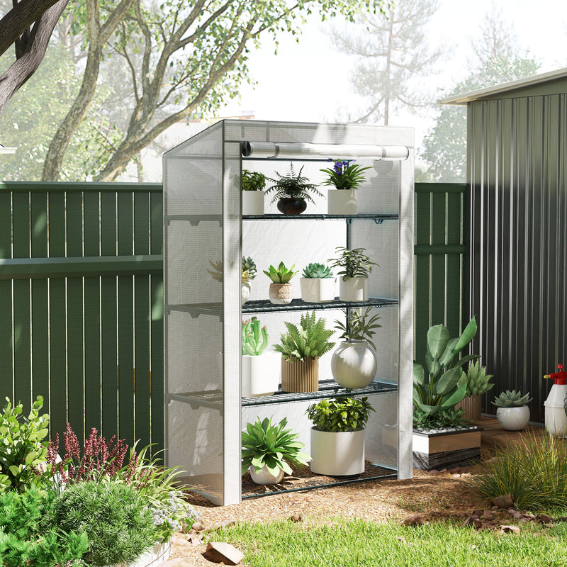 Outsunny 4 Tier Lean-to Mini Greenhouse with Reinforced PE Cover
