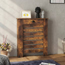 HOMCOM Radiator Cover With Drawer, Horizontal Slat, Rustic Brown