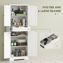 HOMCOM Bathroom Tall Cabinet with Drawer, Adjustable Shelf and Doors, White