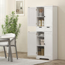 HOMCOM Bathroom Tall Cabinet with Drawer, Adjustable Shelf and Doors, White