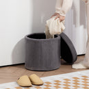 HOMCOM Round Storage Ottoman with Lid, Vanity Stool with Storage