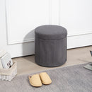HOMCOM Round Storage Ottoman with Lid, Vanity Stool with Storage