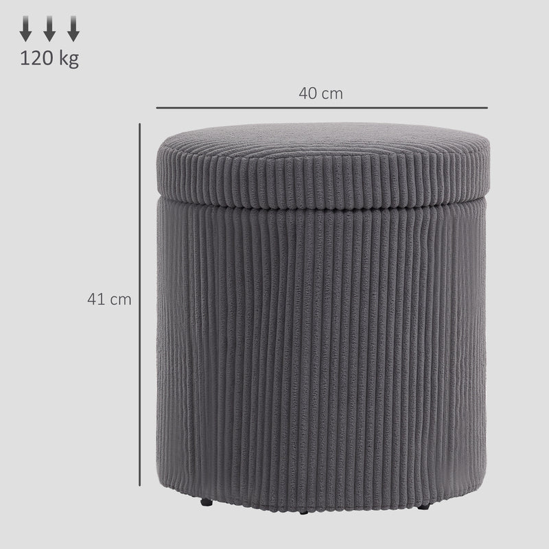 HOMCOM Round Storage Ottoman with Lid, Vanity Stool with Storage