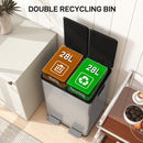 HOMCOM Dual Kitchen Bin Pedal Bin for Recycling and Waste, Silver Tone