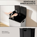 HOMCOM Dual Kitchen Bin Pedal Bin for Recycling and Waste, Silver Tone