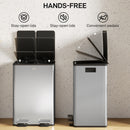 HOMCOM Dual Kitchen Bin Pedal Bin for Recycling and Waste, Silver Tone