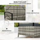 Outsunny 125L Garden Storage Bench, 2 Seater PE Rattan Outdoor Bench