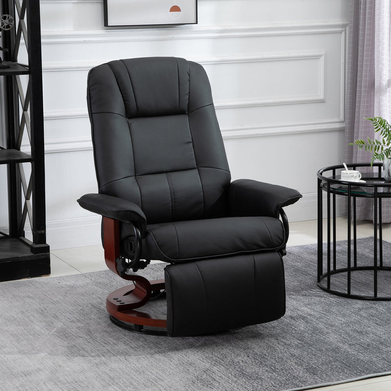 HOMCOM Manual Recliner Swivel Reclining Chair with Footrest Armrests, Black