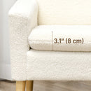 HOMCOM Modern Accent Chair With Wood Legs, Wide Seat, Teddy Armchair, Cream