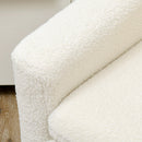 HOMCOM Modern Accent Chair With Wood Legs, Wide Seat, Teddy Armchair, Cream