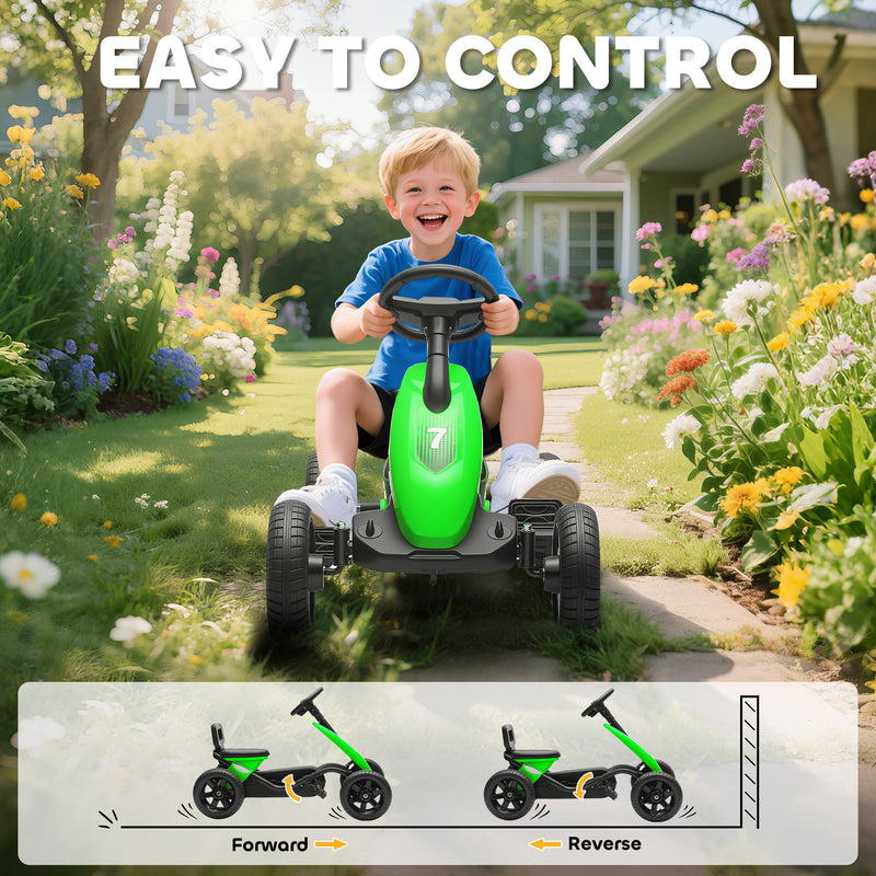 AIYAPLAY Pedal Go-Kart for Kids with Silent EVA Wheels, Metal Frame