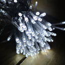 20m Battery Operated Christmas String Lights with 200 Cool White LEDs on Clear Cable
