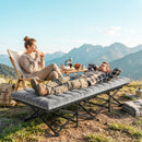 Outsunny Camping Cot Heavy Duty Folding Bed with Soft Pad Grey