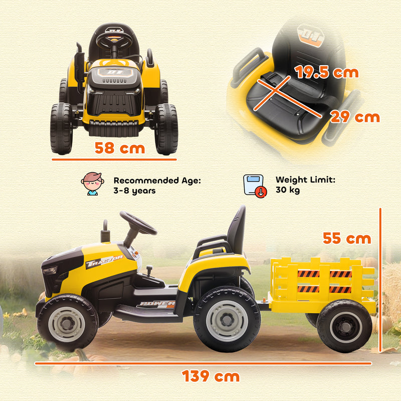 AIYAPLAY Ride on Tractor and Trailer, 12V Electric Ride on Tractor,