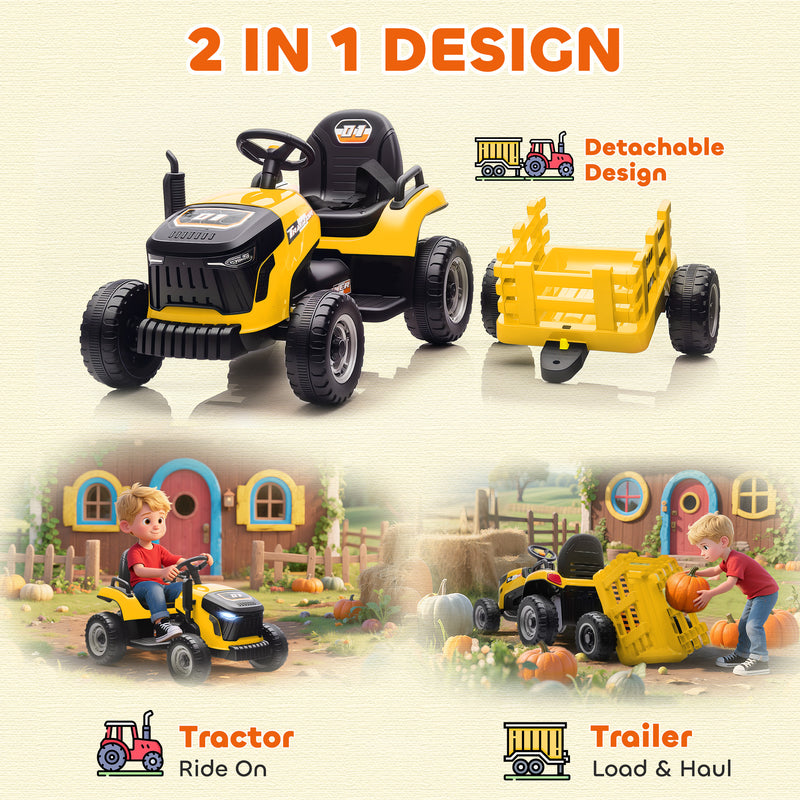 AIYAPLAY Ride on Tractor and Trailer, 12V Electric Ride on Tractor,