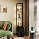 HOMCOM Floor Lamp with Shelves, LED Standing Lamp with Fabric Drawer