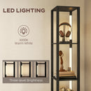 HOMCOM Floor Lamp with Shelves, LED Standing Lamp with Fabric Drawer