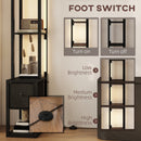 HOMCOM Floor Lamp with Shelves, LED Standing Lamp with Fabric Drawer
