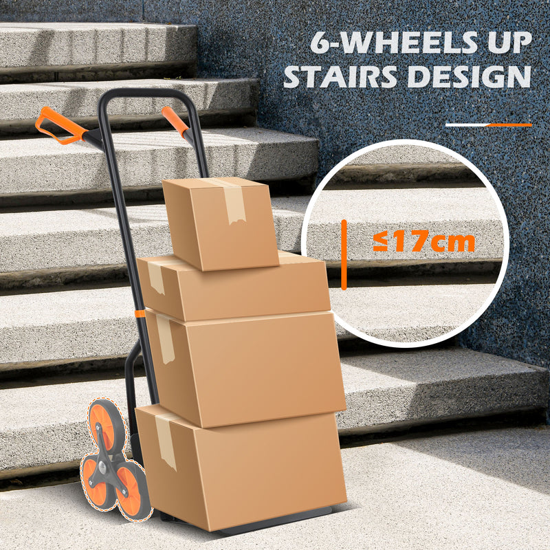 DURHAND Climbing Stairs Trolley Hand Trucks 6-Wheels Foldable Load Cart Steel