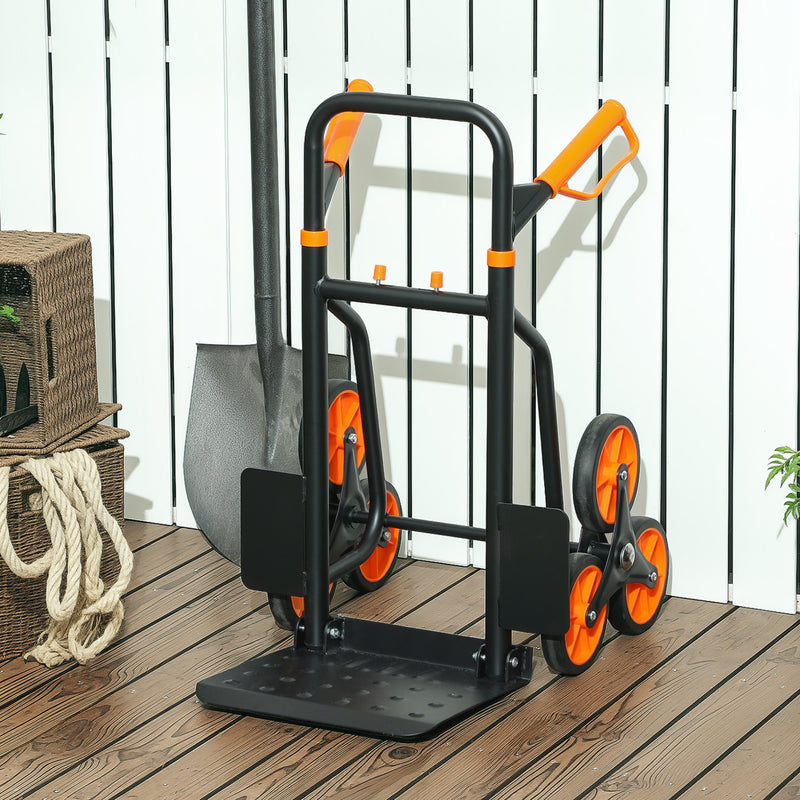 DURHAND Climbing Stairs Trolley Hand Trucks 6-Wheels Foldable Load Cart Steel