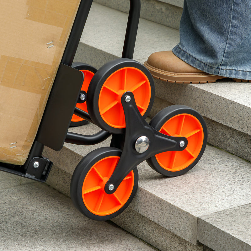 DURHAND Climbing Stairs Trolley Hand Trucks 6-Wheels Foldable Load Cart Steel