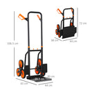 DURHAND Climbing Stairs Trolley Hand Trucks 6-Wheels Foldable Load Cart Steel