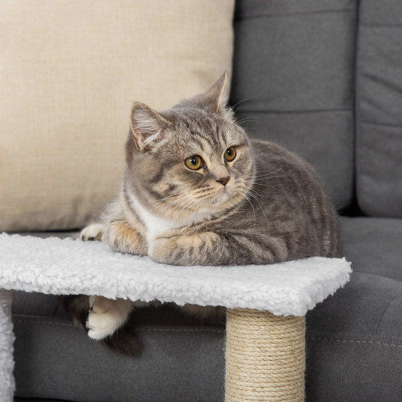 PawHut Pet Stair with 3-step Climb Ladder, Scratching Posts, White