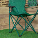 Outdoor Green Folding Camping Chair With Armrests & Cupholder