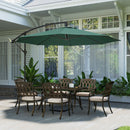 Outsunny 3(m) Garden Banana Parasol Cantilever Umbrella W/ Base, Dark Green