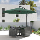 Outsunny 3(m) Garden Banana Parasol Cantilever Umbrella W/ Base, Dark Green