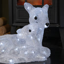 27cm Battery Powered Light up Ice Frosted Christmas Doe & Fawn with LEDs