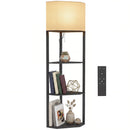 HOMCOM Corner Modern Floor Lamp with Shelves, Dimmable Standing Lamp, Black
