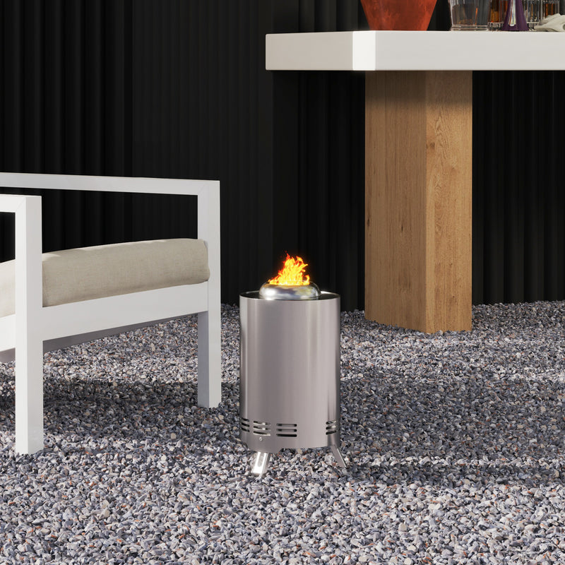 Outsunny Stainless Steel Smokeless Wood Burning Firepit Garden Fire Pit