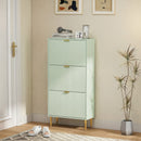 HOMCOM Slim Shoe Storage Cabinet with 3 Flip Drawers for Hallway, Light Green
