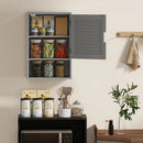 HOMCOM Bathroom Cabinet, Wall Mounted Cabinet with Adjustable Shelves, Grey