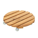 50cm Heavy Duty Traditional Wooden Plant Stand Trolley On Metal Castor Wheels