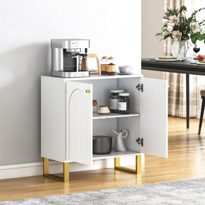HOMCOM Sideboard With Adjustable Shelves & Doors For Living Room, White